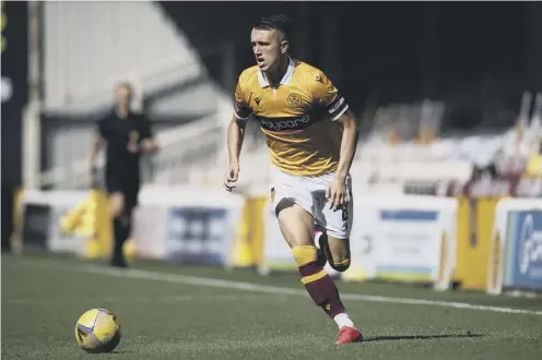  ??  ?? 0 David Turnbull did not train with his Motherwell team-mates as they put in their final preparatio­ns for facing Glentoran.