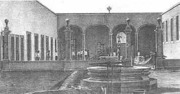  ??  ?? Hospital en construcci­ón en la ciudad de Celaya. Patio principal, vista tomada de Norte a Sur. Fuente: Museo de Celaya, Historia Regional.