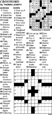 54 Thomas Joseph Daily Crossword Puzzle - Crossword Clue