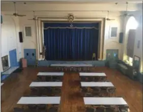  ?? COLIN AINSWORTH - DIGITAL FIRST MEDIA ?? The cafeteria and auditorium in the Chester Lodge #236 Free and Accepted Masons in Chester is pictured from its balcony. The facility is closing and will be sold, while the group merges with another Masonic order in Concord.