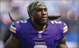  ?? JACOB KUPFERMAN — THE ASSOCIATED PRESS ?? The Vikings' Alexander Mattison, after a tough loss earlier this year, checked his social media accounts and found dozens of hateful and racist messages directed toward him.