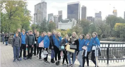  ?? Students from Our Lady Queen of Peace College, Skelmersda­le in Central Park ??