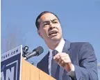  ?? SUZANNE CORDEIRO/AFP/GETTY IMAGES ?? Julian Castro announces his candidacy Saturday in San Antonio.