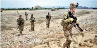  ??  ?? U.S. soldiers conduct patrols in the Sabari district of Khost province, Afghanista­n ( Victor J. Blue/bloomberg)