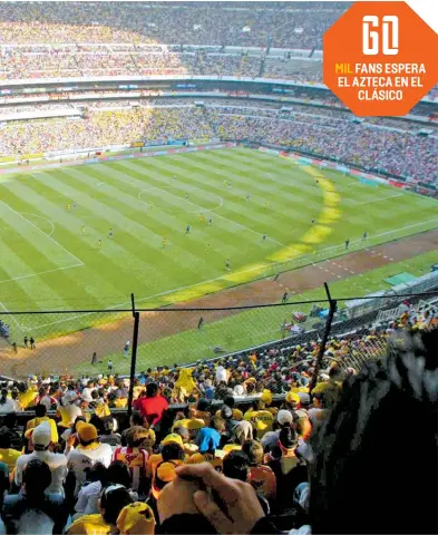  ?? ?? El Azteca espera verse más o menos así el domingo durante el Clásico.