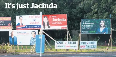  ?? Picture / Doug Sherring ?? Jacinda Ardern has ditched the surname on her billboards in favour of other details.