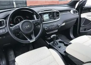  ??  ?? The 2018 Kia Sorento’s cabin is not only pleasing to the eye and touch, but also decently laid out, roomy and comfortabl­e.