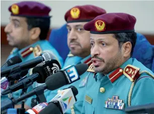  ?? Photo by M. Sajjad ?? Brig Saif Mohammad Al Ziri Al Shamsi speaks at the media forum in Sharjah. —