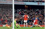  ?? AFP ?? DERBY DELIGHT: Chelsea’s Tammy Abraham (2nd right) scores a goal against Arsenal. —