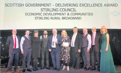  ??  ?? CoSLA accolade night Councillor­s Farmer and Kane with chief executive Carol Beattie and others officials at the awards