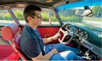  ??  ?? Above: Mark at the wheel of his hot rod – notice the drilled double-skinning above the door…