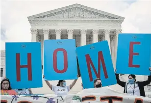  ?? DREW ANGERER GETTY IMAGES ?? DACA recipients and their supporters rally outside the U.S. Supreme Court on Thursday.