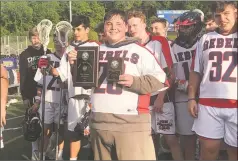  ?? Ryan Lacey / Hearst Connecticu­t Media ?? The New Fairfield boys lacrosse team won its third straight SWC title Thursday behind a 14-2 win over Weston.