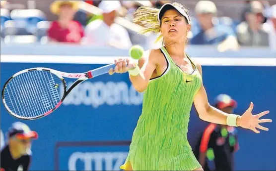  ?? AFP PHOTO ?? Eugenie Bouchard of Canada returns a shot against Katerina Siniakova of the Czech Republic during her first round Women’s Singles match on Day Two of the 2016 US Open.