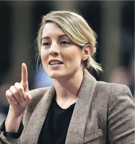  ?? JUSTIN TANG / THE CANADIAN PRESS ?? Heritage Minister Melanie Joly.
