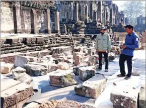  ?? APSARA NATIONAL AUTHORITY ?? More than 400 fallen stones at the Bayon Temple within the Angkor Archaeolog­ical Park have been identified.