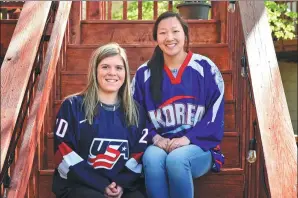  ?? SCOTT TAKUSHI / PIONEER PRESS VIA AP ?? Sisters Hannah (left) and Marissa Brandt pose at their family home in Vadnais Heights, Minnesota, in May. The pair are set to play women’s hockey at the upcoming Winter Olympics, Hannah for the US and Marissa for her native South Korea.