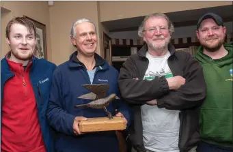  ??  ?? The Southside Swifts, who were the winning team in the County Wicklow Bird Race, at the presentati­on evening in the Beehive: (from left) Cian Cardiff, Brian Porter, Noel Keogh and Niall Keogh.