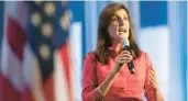  ?? PRESS CHRIS CARLSON/ASSOCIATED ?? Nikki Haley attracted plenty of votes in Pennsylvan­ia against Donald Trump despite dropping out of the Republican presidenti­al race in March.