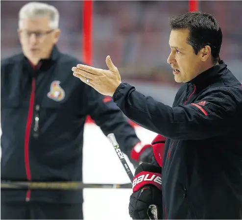  ?? TONY CALDWELL / POSTMEDIA NEWS FILES ?? Senators coach Guy Boucher gave the players Wednesday off after a one-hour skate at the Ericsson Globe arena Tuesday as they prepare to face the Colorado Avalanche on Friday and Saturday in Stockholm.