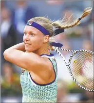  ?? Julian Finney / Getty Images ?? Kiki Bertens in action against Simona Halep in the Madrid Open women’s final Saturday. Bertens, the runnerup a year ago, beat Halep for her second title of the year.