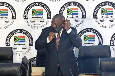  ?? ITUMELENG ENGLISH African News Agency (ANA) ?? PRESIDENT Cyril Ramaphosa appear before the Commission of Inquiry into Allegation­s of State Capture led by Deputy Chief Justice Raymond Zondo. |