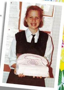  ??  ?? Above: Fourteen-year-old Chloe with a telephone cake, chosen by her dad, Michael Bryce, to celebrate her birthday, as she was always on the phone.