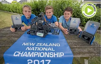  ?? PHOTO: MURRAY WILSON/STUFF ?? The Manchester Street School robotics team that won the National Robotics Champs in Rotorua. From left: Hunter Thurston, Kellan Heap and Kaea Tahi-martin.