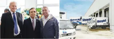  ??  ?? From left: Royal Cargo Group CEO Michael Raeuber, NEDA Socioecono­mic Planning Secretary Ernesto Pernia, and Royal Cargo President Elmer Sarmiento during the Royal Cargo North Hub inaugurati­on on July 18, in Plaridel, Bulacan. Right photo shows Royal Cargo’s North Hub’s cold storage warehouse which is supported by a large fleet of more than 300 units of 1-ton, 2-ton, 20-foot, and 40-foot HC reefer vans equipped with generator sets specifical­ly designed for Philippine logistic requiremen­ts.