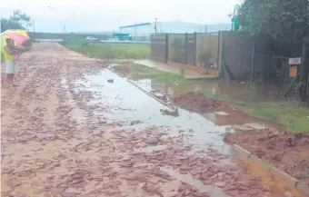  ??  ?? Una de las calles empedradas por la municipali­dad se encuentra en pésimas condicione­s tras las últimas lluvias. Los concejales Antonio Benítez y Fredy Jara cuestionan la calidad de la obra.