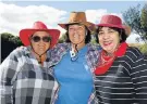  ?? Picture: WERNER HILLS ?? HOWDY COWGIRL: Friends, from left, Debbie da Silva, Desire Vermaak and Maria Owalsky in their western-themed gear for the Summerwood bowling club fancy dress day