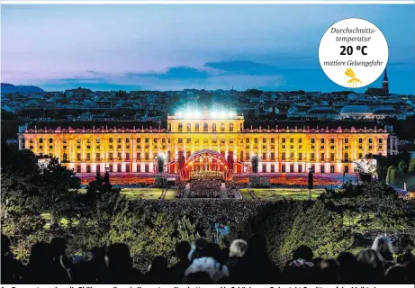  ??  ?? Am Donnerstag geben die Philharmon­iker ein Konzert vor Hunderttau­send in Schönbrunn: Es besteht Gewitterge­fahr, bleibt aber warm