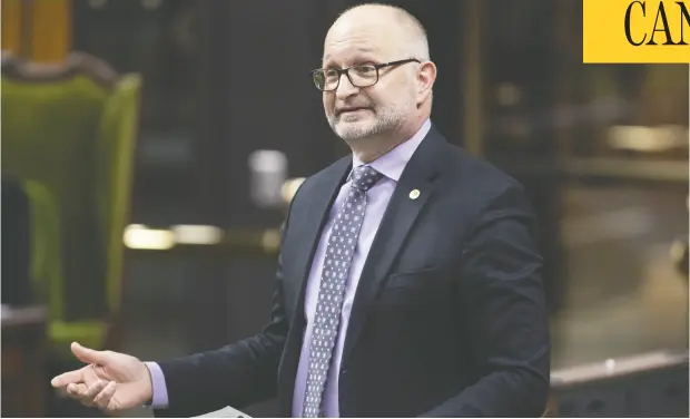  ?? Adrian Wyld / the cana dian press ?? Justice Minister David Lametti speaks in the House on Thursday. The justice committee is examining a bill revising the rules on assisted dying.