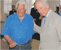  ?? | GREG WOOD/ AFP/ GETTY IMAGES ?? Chef Antonio Carluccio is greeted by Britain’s Prince Charles in 2015 in Perth, Australia. Carluccio wrote 22 cookbooks.