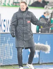  ?? AFP ?? RB Leipzig coach Julian Nagelsmann reacts during the game against Wolfsburg.