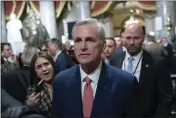  ?? JOSE LUIS MAGANA — THE ASSOCIATED PRESS ?? Speaker of the House Kevin McCarthy, R-Calif., leaves the House Chamber after President Joe Biden's State of the Union address to a joint session of Congress at the Capitol in Washington on Feb. 7.