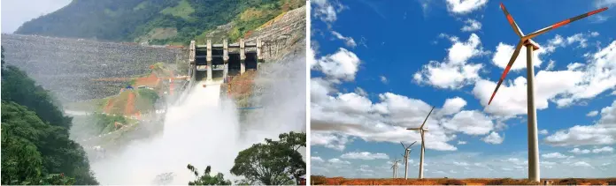  ?? FOTOS CORTESÍA EPM ?? La central hidroeléct­rica Porce III (izq.) y el parque eólico Jepírachi, en La Guajira, entre las que están certificad­as como generadora­s de energía limpia.