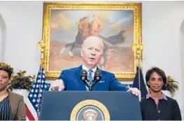  ?? EVAN VUCCI/AP ?? President Joe Biden, seen Wednesday at the White House, is embracing deficit reduction to fight inflation, at its highest level in 40 years, with midterm elections looming.