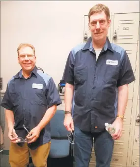  ?? Contribute­d photo ?? Bruce Tracy, right, and Scott Grupe were recently hired directly by Dymax Corp. to work in its Processing &amp; Filling department. Their start date at the Torrington-based manufactur­ing company was June 18.