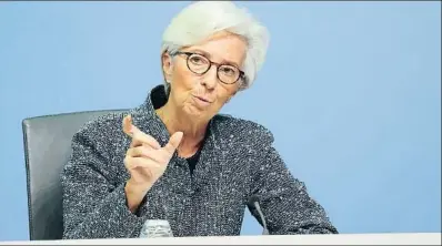  ?? KAI PFAFFENBAC­H / REUTERS ?? Cristine Lagarde, presidenta del Banco Central Europeo, la semana pasada en Frankfurt