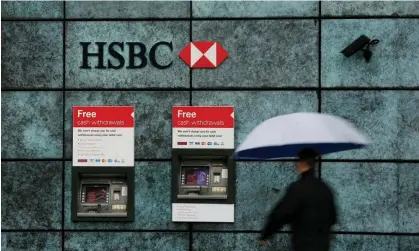  ?? Photograph: Stefan Wermuth/Reuters ?? HSBC reports that the drop in the value of the pound has forced it to shave $1bn off its net interest income forecasts for 2023 to $36bn.
