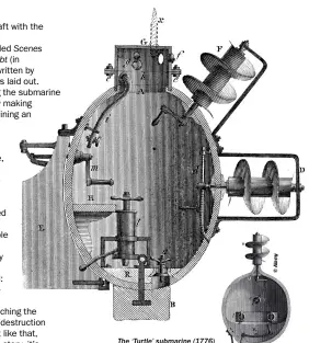  ??  ?? The ‘Turtle’ submarine (1776) shows that a supposed plot to use a submersibl­e to rescue Napoleon may not have been completely outlandish.