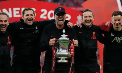  ?? Photograph: Tom Jenkins/The Observer ?? Liverpool won the FA Cup (pictured) and Carabao Cup during the 2021-22 season.