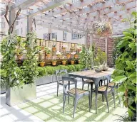  ?? COURTESY RIKKI SNYDER/HOUZZ ?? Houzz declared 2021 the “year of the pergola.” The popular garden feature is tailor made for outdoor dining and even office space.