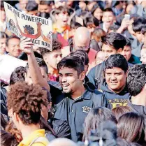  ??  ?? Immigrant youth and students at Santa Fe South High School stage a walkout and rally Thursday.