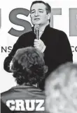 ?? CHRIS CARLSON, AP ?? Ted Cruz addresses supporters in Jefferson, Iowa, on Monday.