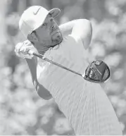  ?? Tim Warner ?? Kevin Tway plays his shot from the sixth tee during the third round of the Houston Open at the Golf Club of Houston on Saturday.