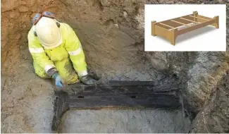  ?? ?? Des fouilles menées dans le centre de Londres ont exhumé ce que les experts pensent être un lit plat romain destiné à être utilisé dans l'audelà.