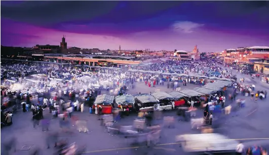  ?? THINKSTOCK.COM ?? Djemma el Fna, Marrakech’s main square, bustles with activity at dusk.