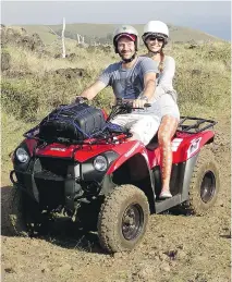  ??  ?? Cruising Easter Island on an ATV is a fun way to explore.